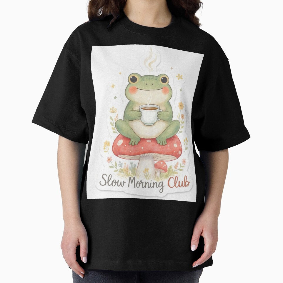 Cute Frog Tea Sticker – Slow Morning Club Cottagecore Frog Aesthetic Sticker by Utsav kadia