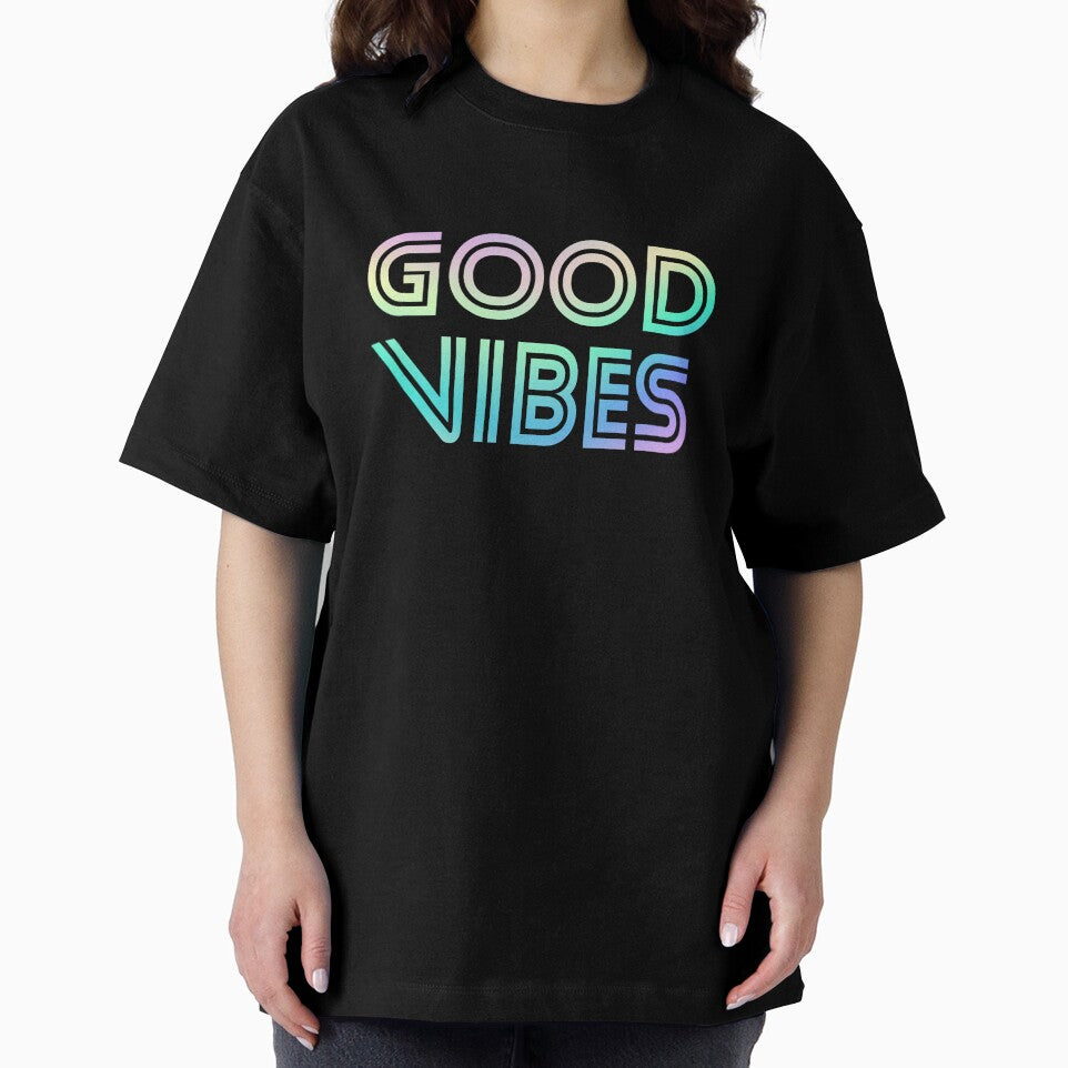 Gradient Pastel Green Spectrum Stripes 3D Extruded Retro Vintage Sans Serif Display Typography Good Vibes Quotes by Cawaiico
