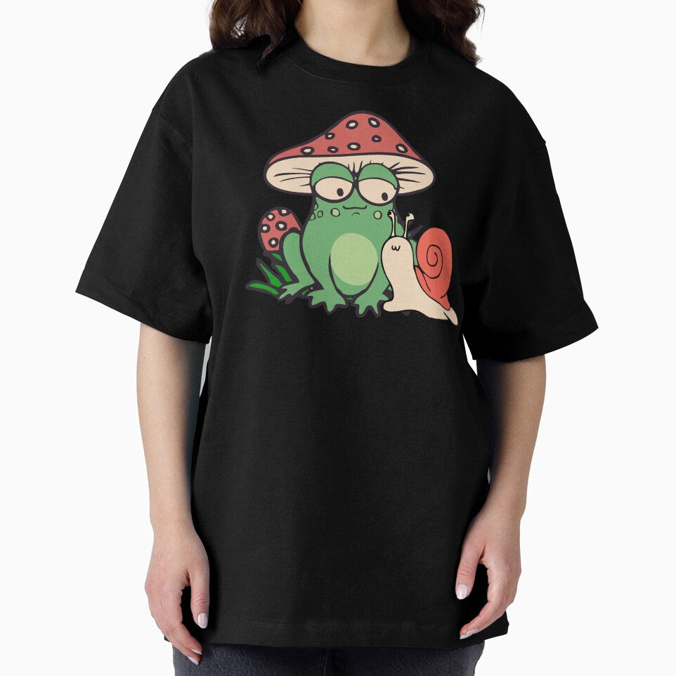 Cottagecore Aesthetic Frog Snail Cute Mushroom Hat Toad Illustration by alenaz