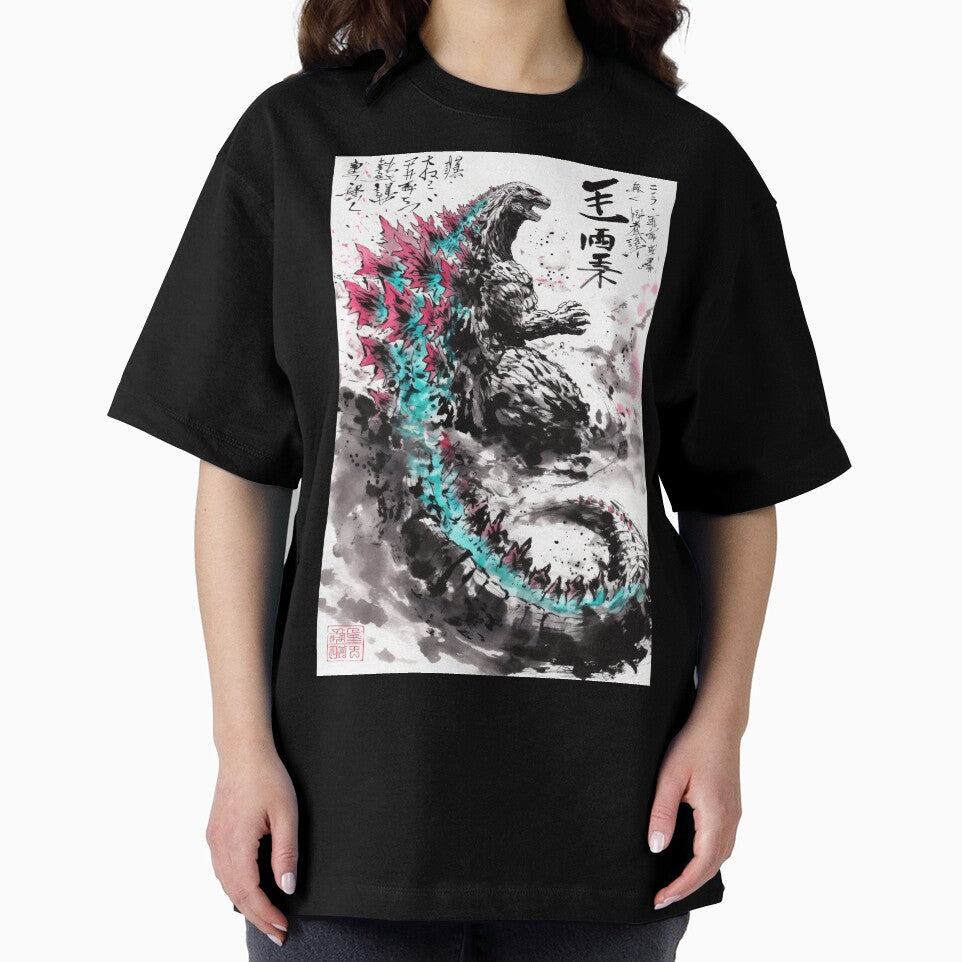 Atomic Neon Godzilla Sumi-e by AnimeArsenalPrints