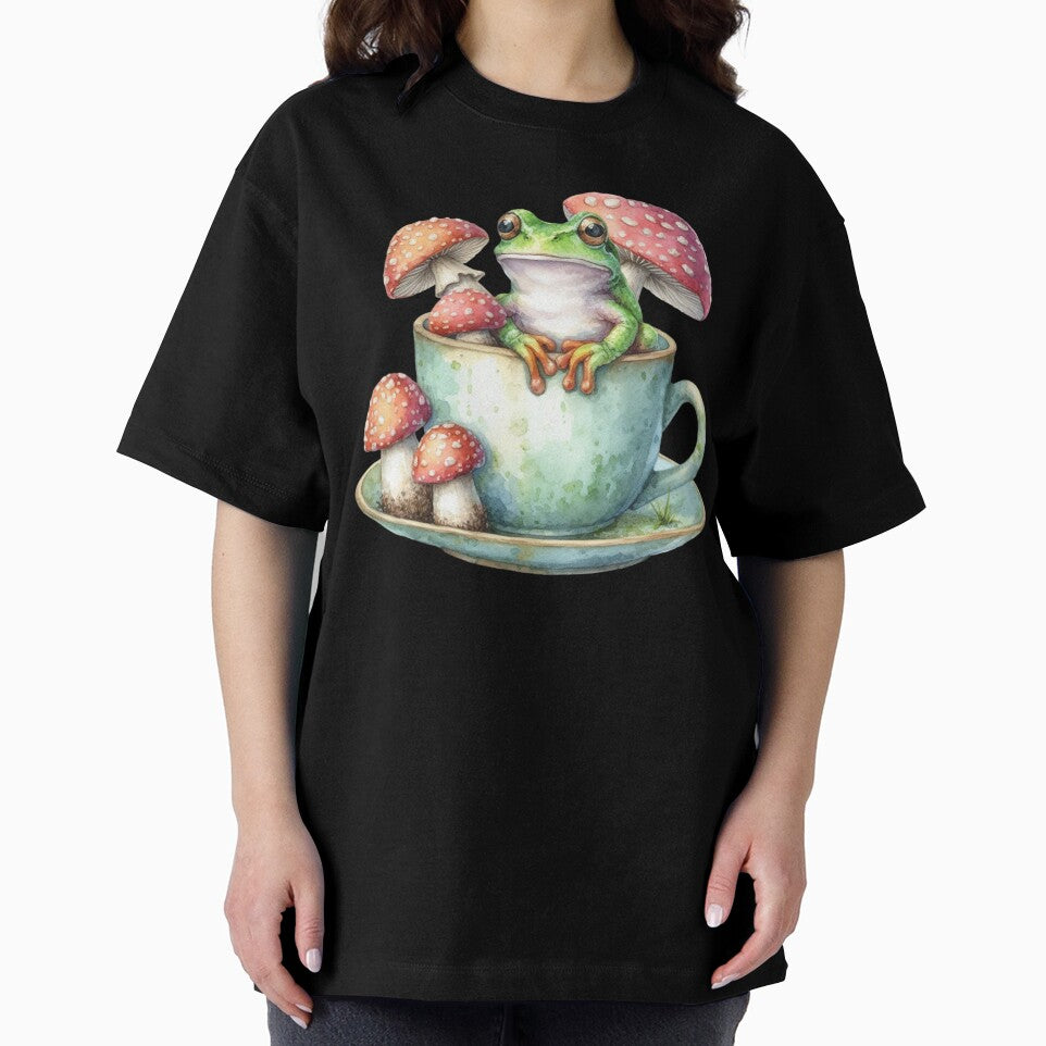 Frog and Amanita Mushrooms in a Mug by JuliaPop