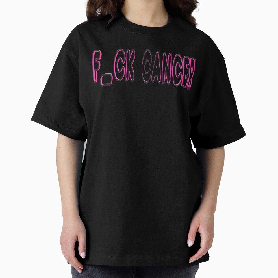 F Cancer Typography - Black and Pink by AmbientArtCo