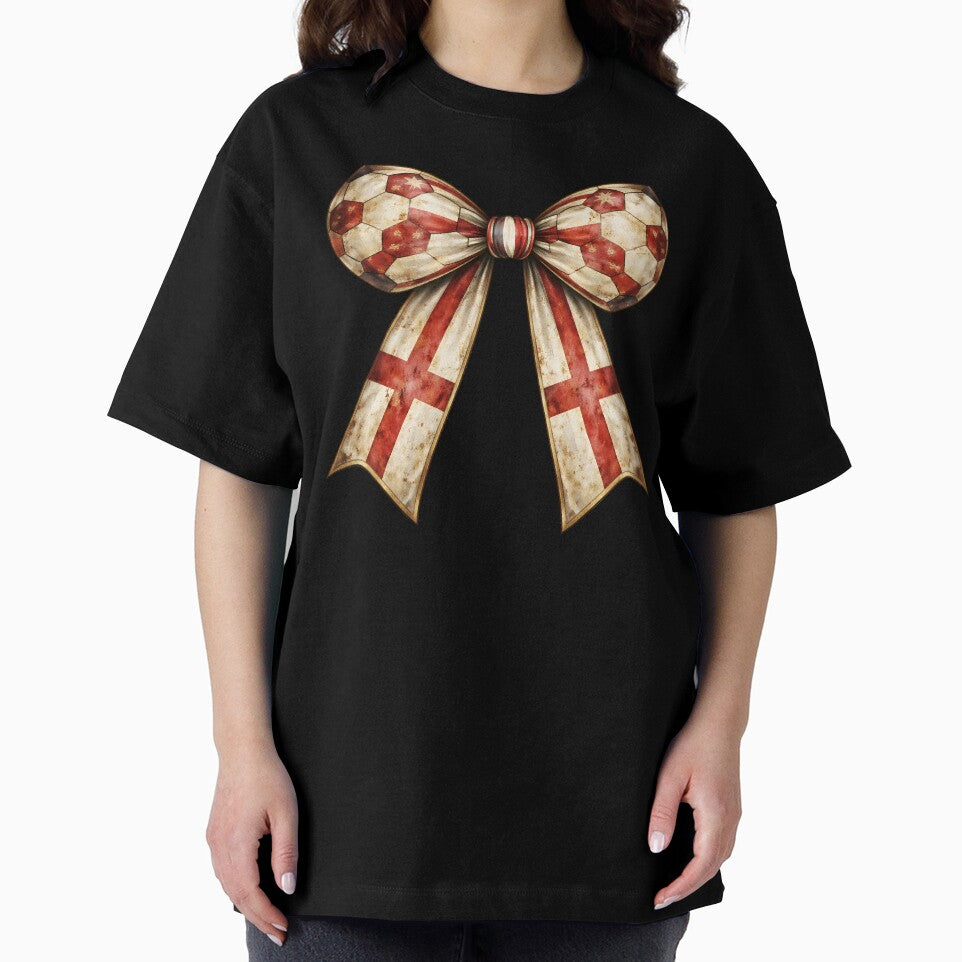 Patriotic Soccer England Flag Patterned Fan Coquette Vintage Bow by MuniraWearify