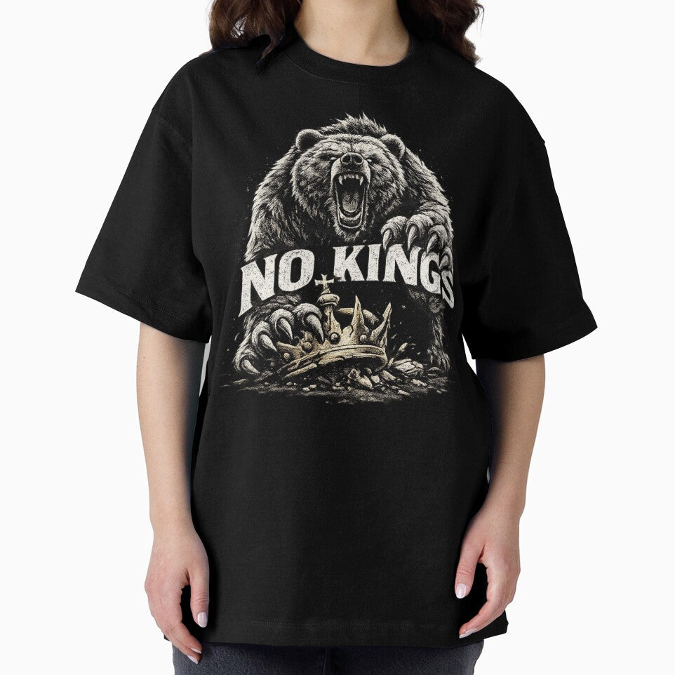 No Kings Roaring Bear Crown Statement Design by Meandmyshop