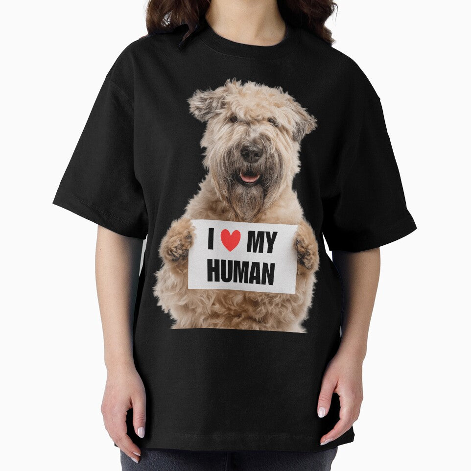 Cute Soft Coated Wheaten Terrier with Signboard I love my Human by LazyOwlStore