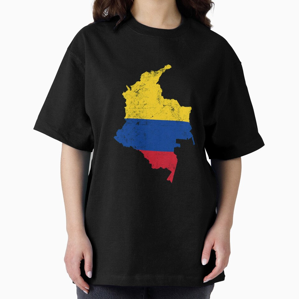 Colombia Flag map tshirt distressed vintage by farhanhafeez