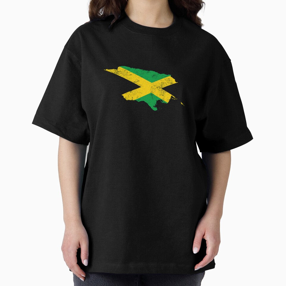 Jamaica Flag map tshirt distressed vintage by farhanhafeez