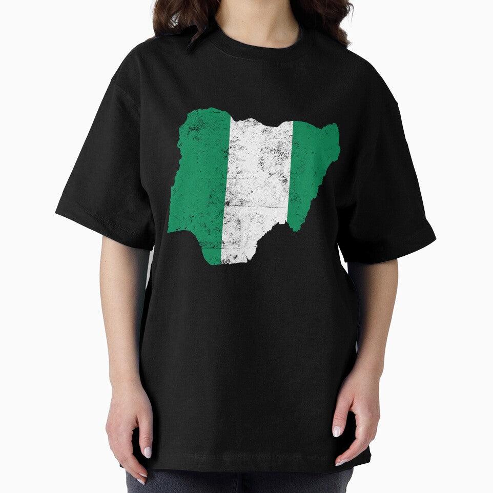Nigeria Flag map tshirt distressed vintage by farhanhafeez