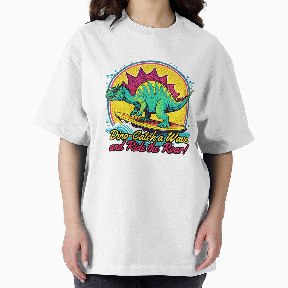 Dinosaur Surfing Funny T-shirt by SOVA-PR