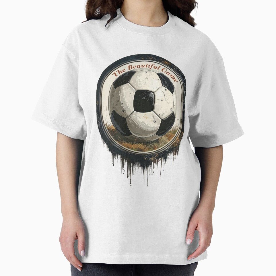 The beautiful game vintage soccer ball emblem distressed football crest retro grunge sports art by icemanphotos