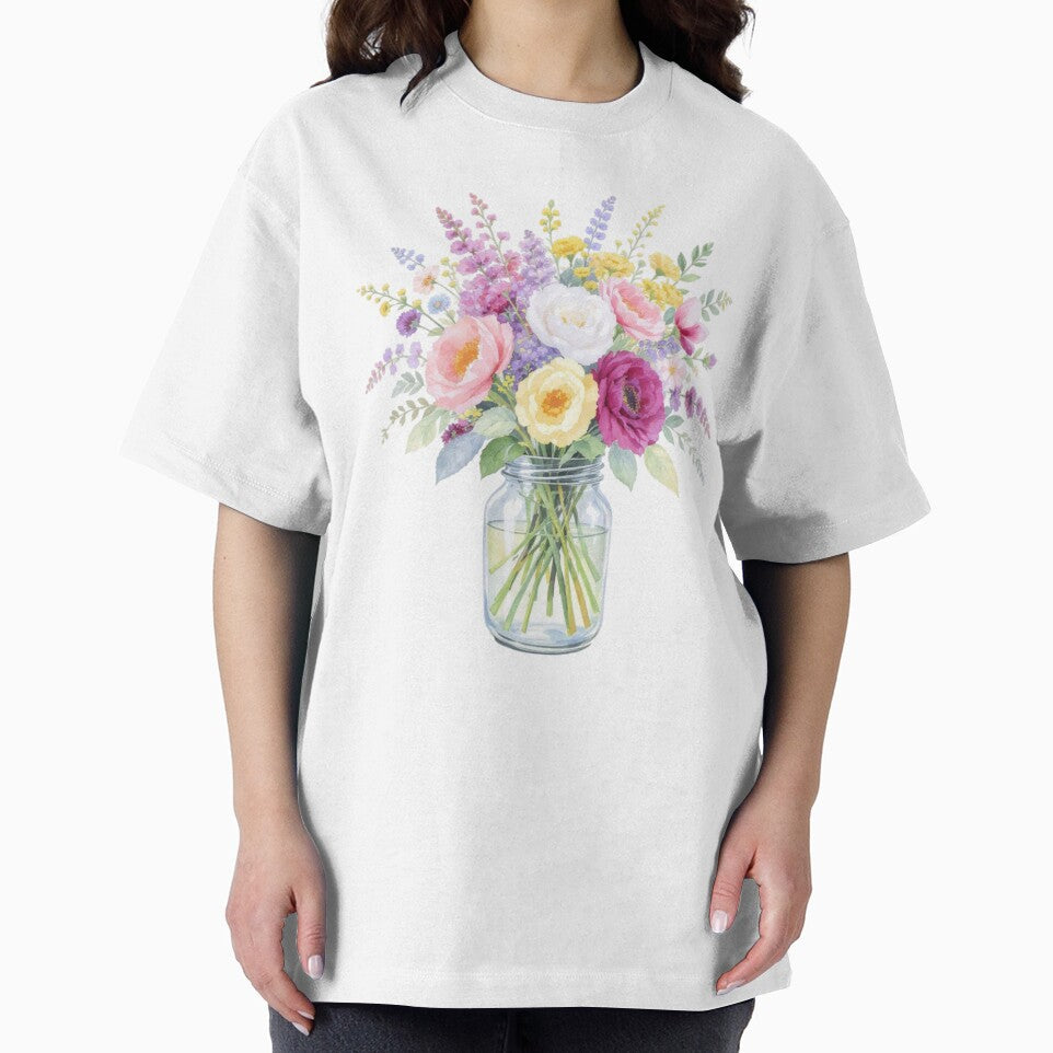 Wildflowers Watercolor Bouquet in a Jar by shudge_art