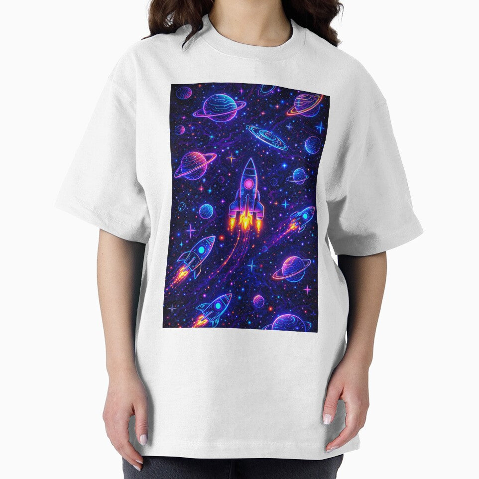 Neon Space Rocket Galaxy Wallpaper | Futuristic Cosmic Aesthetic Art by Expl0rer