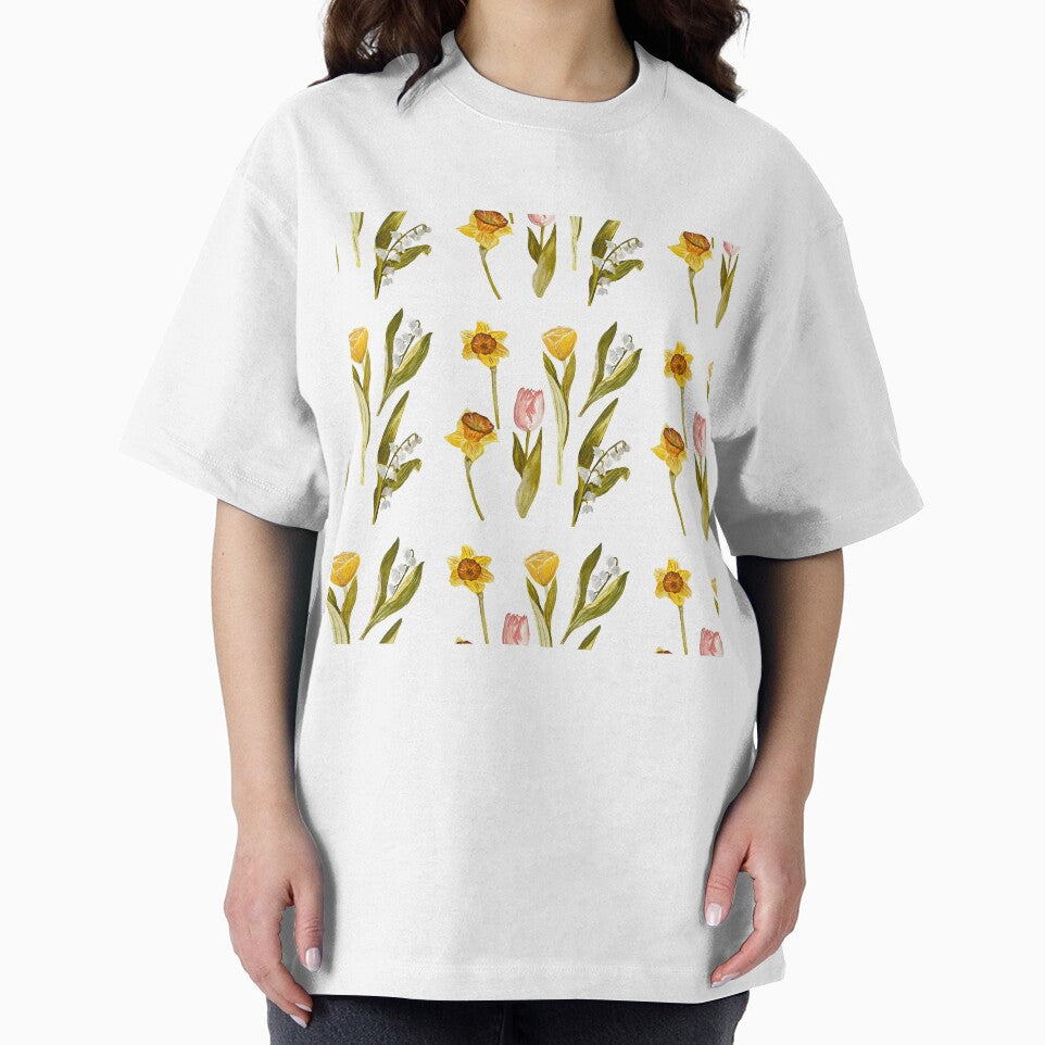 Daffodil tulip snowdrop Easter a seamless pattern by Yana Mustafina | Boho Soulful Designs
