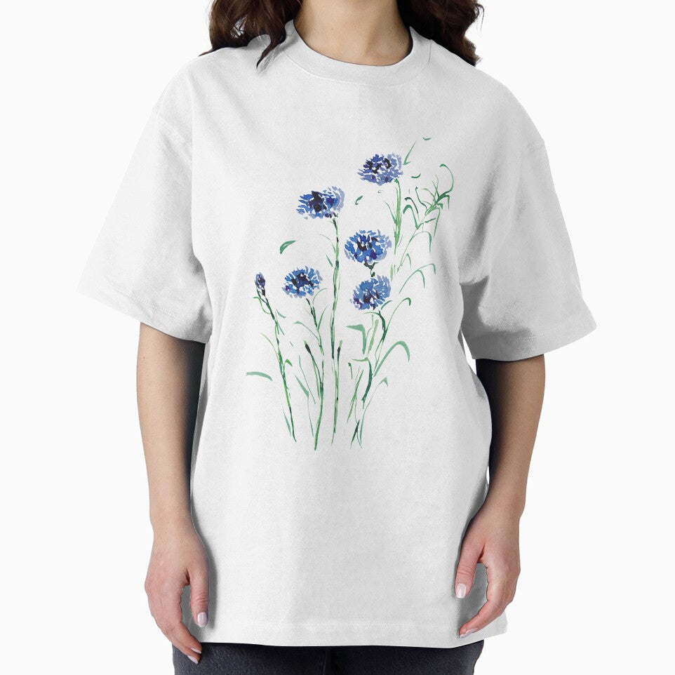 Blue Cornflower - Watercolor Wildflowers by PinkBathtubArt