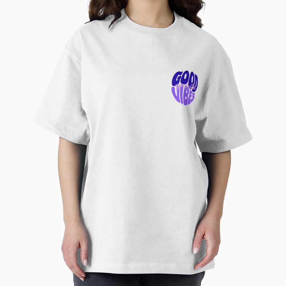 Retro Good Vibes Only Purple Aesthetic Typography Art by Theselinara