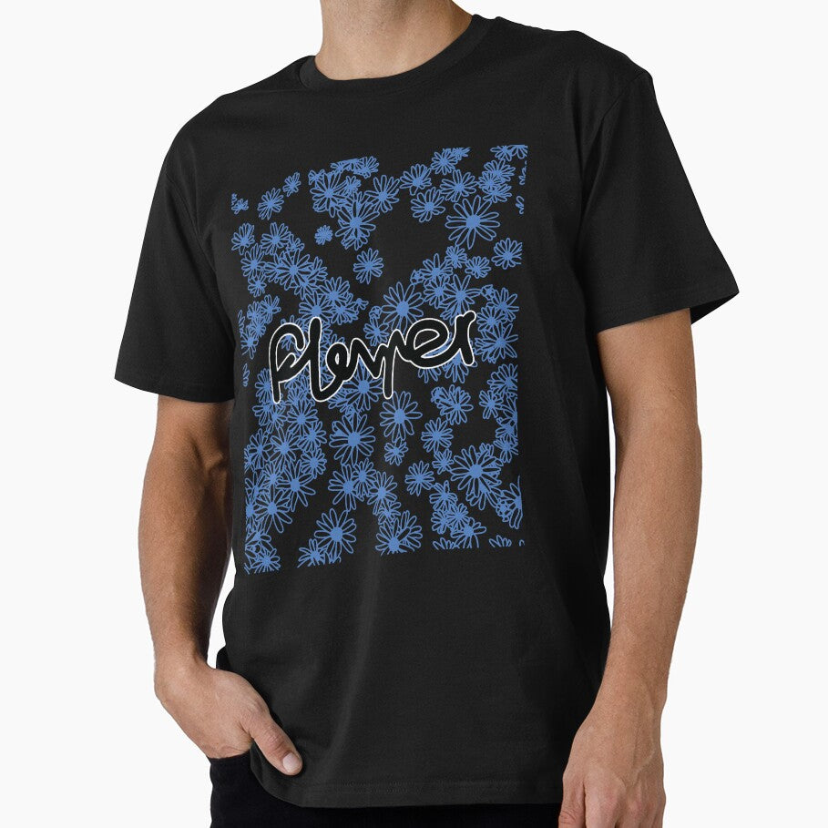 flower garden,  flower shirt, blue flower, daist tee shirt, by OK COOL