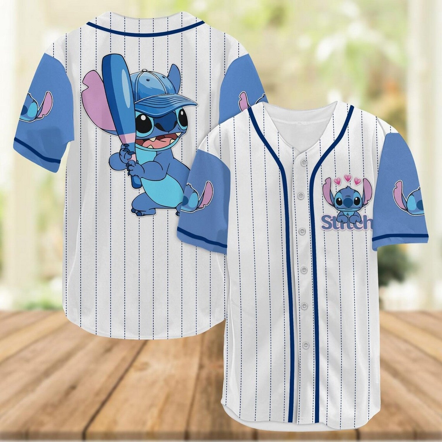 Stitch Disney Movie Blue White Baseball Jersey