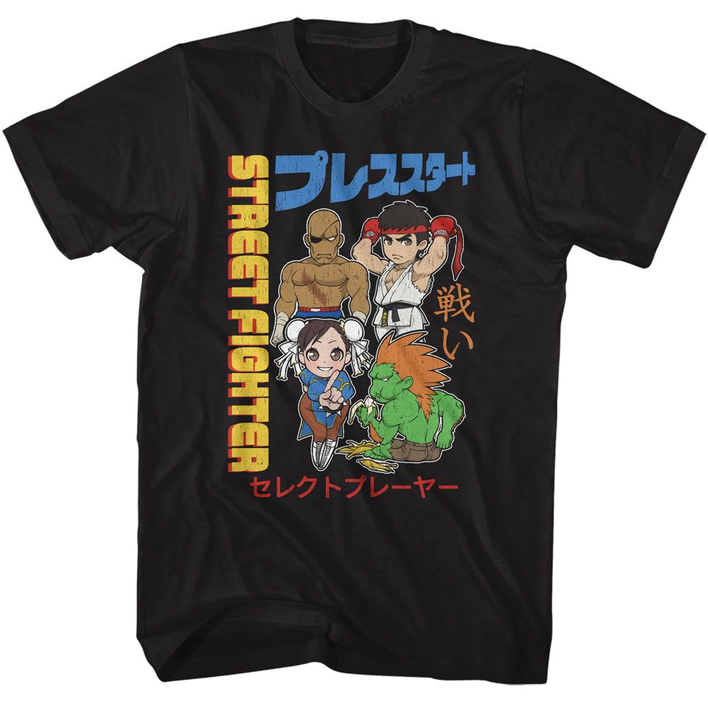 Street Fighter - Chibi With Kanji Boyfriend Tee Hoodie, Sweatshirt | CiraTrend.com