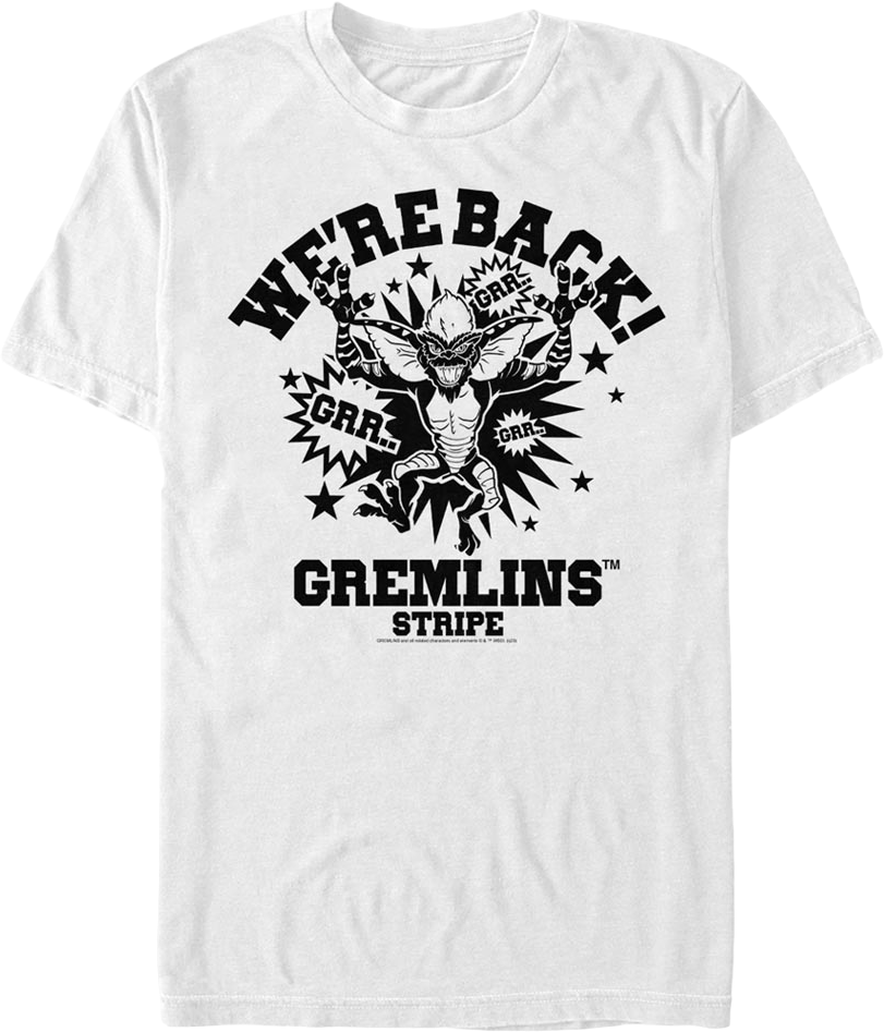 White Stripe We'Re Back Gremlins T-Shirts, Hoodie, Sweatshirt