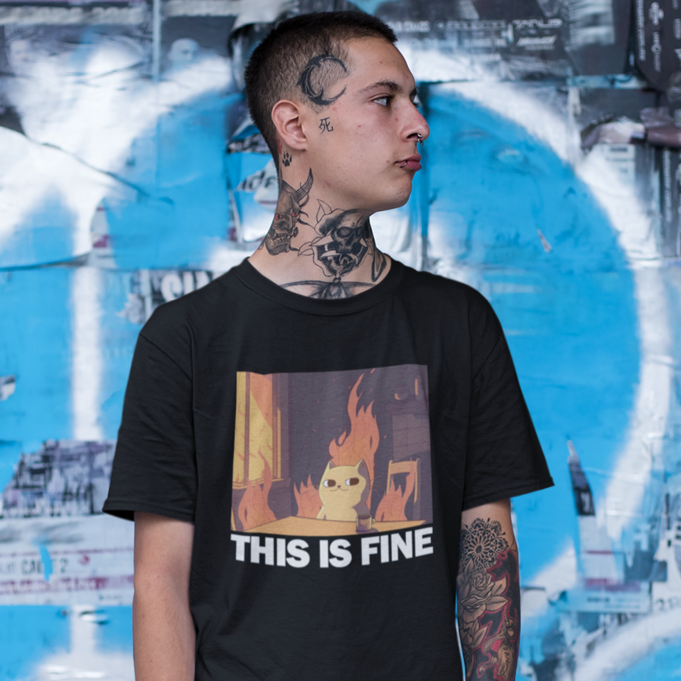 This Is Fine Cat T-Shirt Hoodie, Sweatshirt | CiraTrend.com (Image 2)