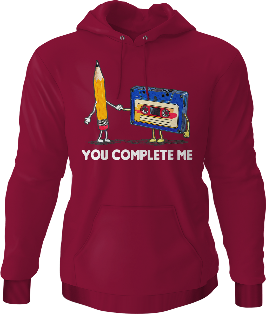You Complete Me Pencil & Cassette Hoodie T-Shirts, Sweatshirt | CiraTrend.com (Image 3)