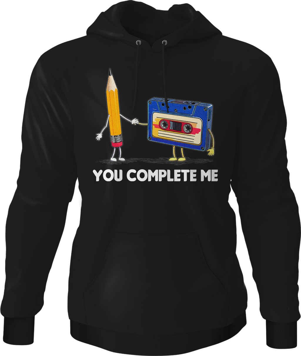 You Complete Me Pencil & Cassette Hoodie T-Shirts, Sweatshirt | CiraTrend.com (Image 1)