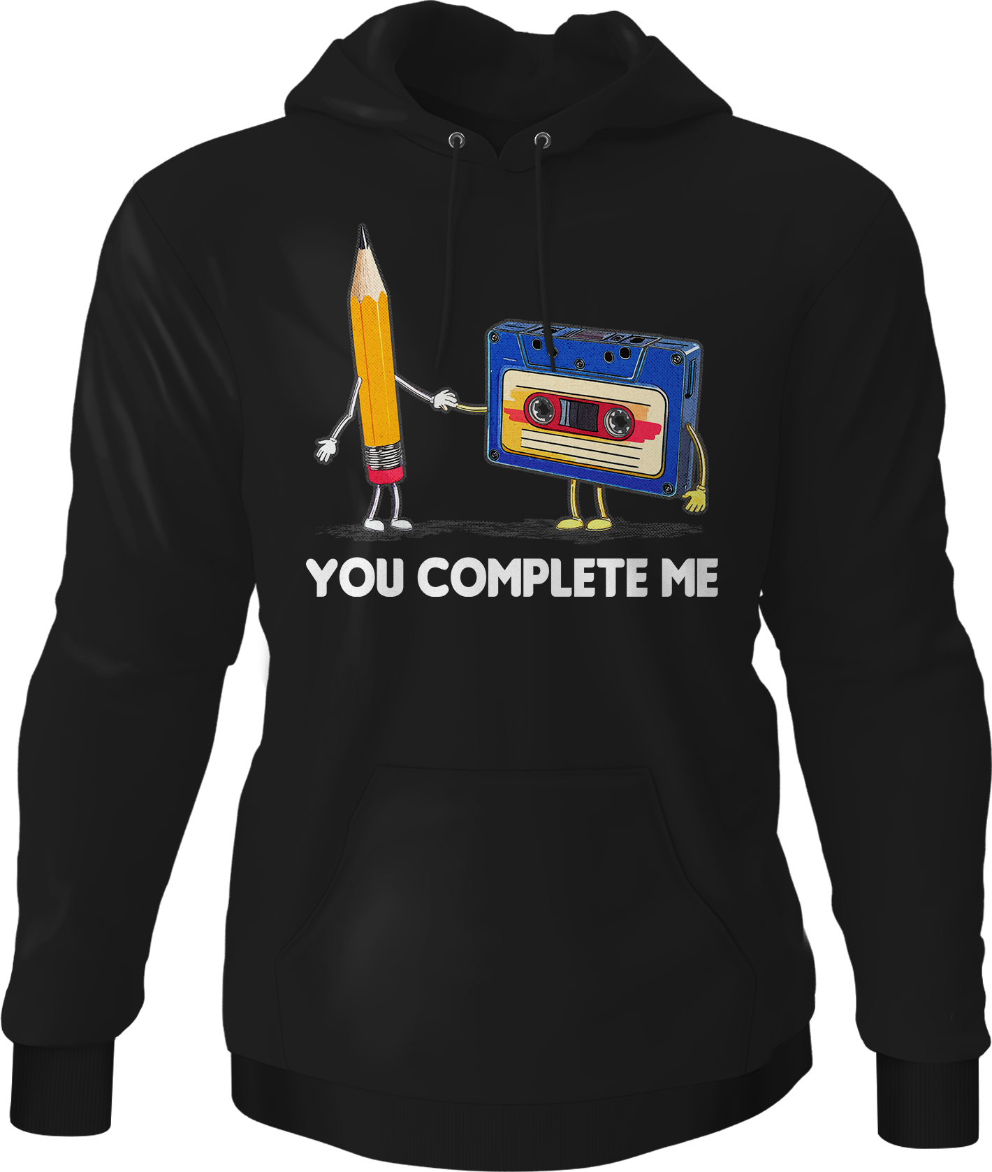 You Complete Me Pencil & Cassette Hoodie T-Shirts, Sweatshirt | CiraTrend.com (Image 1)