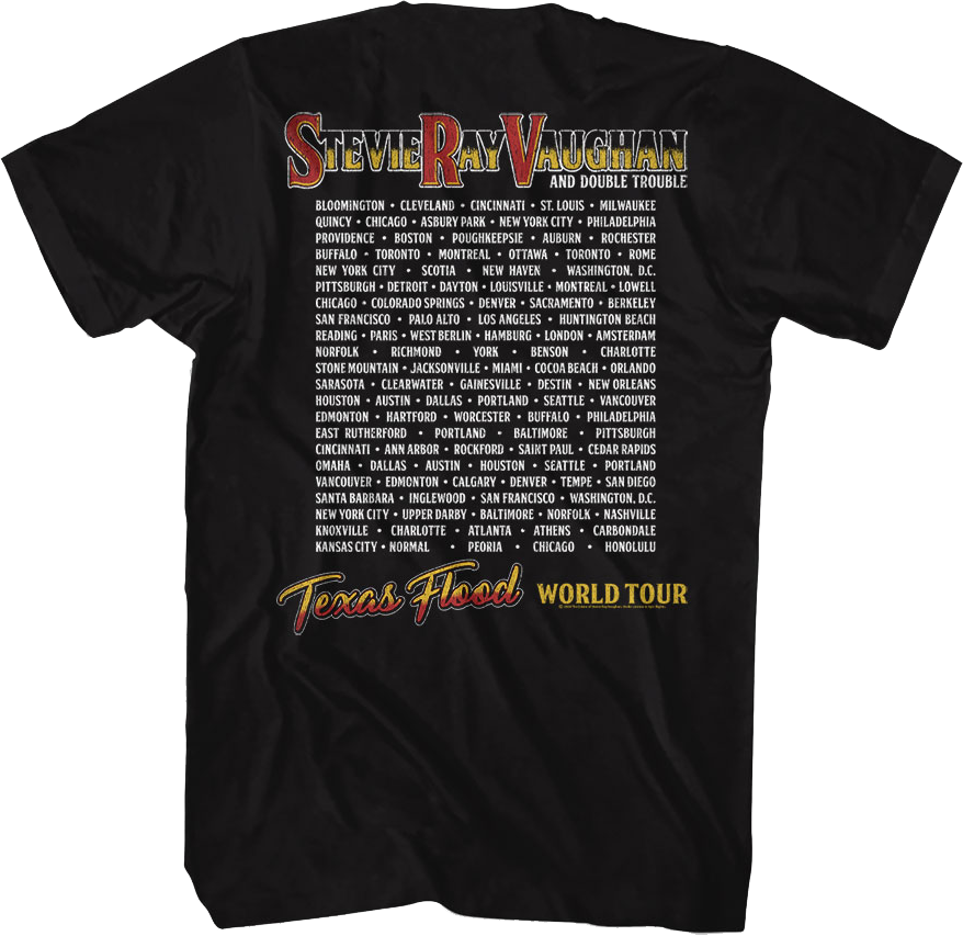 Front & Back Texas Flood World Tour Stevie Ray Vaughan T-Shirt Hoodie, Sweatshirt | CiraTrend.com (Image 3)