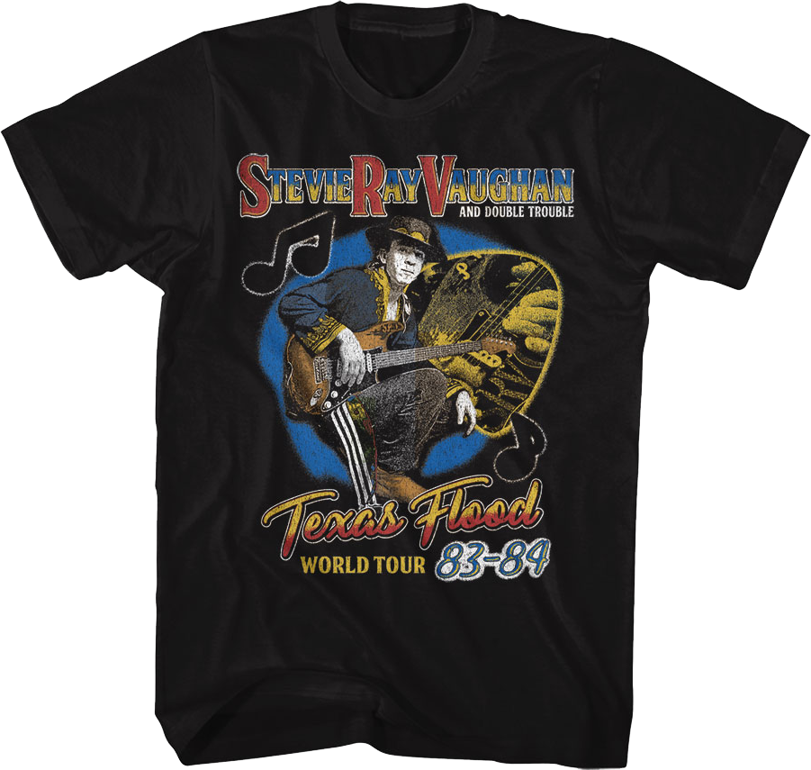 Front & Back Texas Flood World Tour Stevie Ray Vaughan T-Shirt Hoodie, Sweatshirt | CiraTrend.com (Image 1)