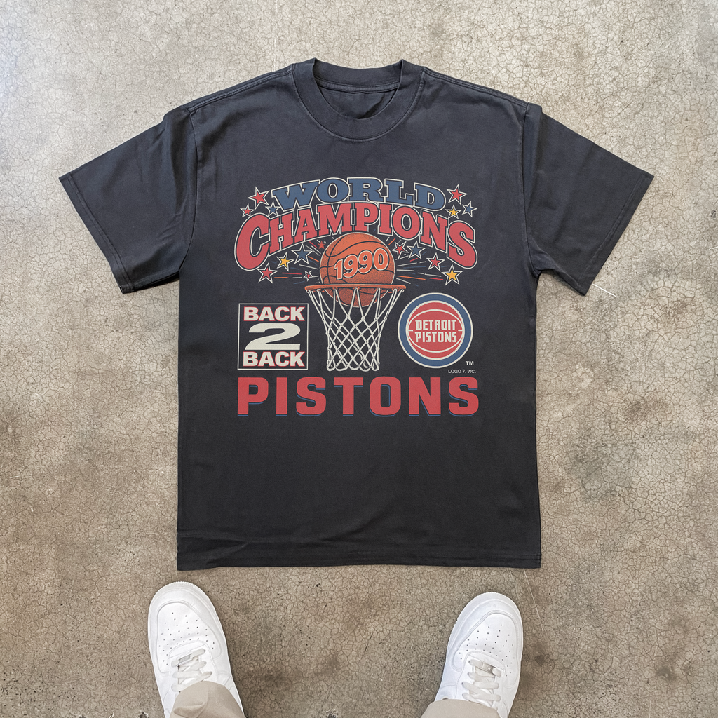 1990 'PISTONS' CHAMPIONSHIP HEAVY BLACK T-SHIRT Hoodie, Sweatshirt | CiraTrend.com (Image 1)