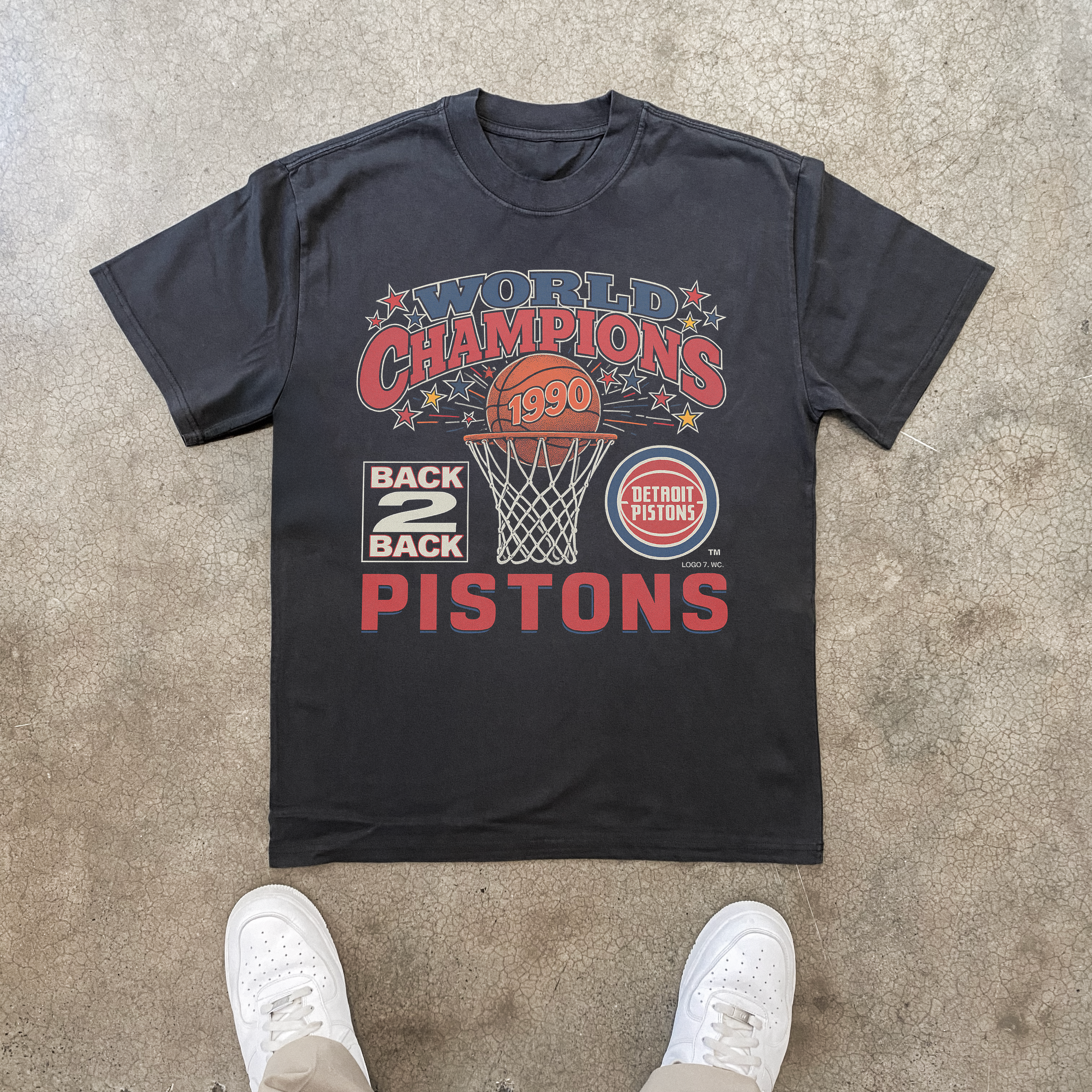1990 'PISTONS' CHAMPIONSHIP HEAVY BLACK T-SHIRT Hoodie, Sweatshirt | CiraTrend.com (Image 1)