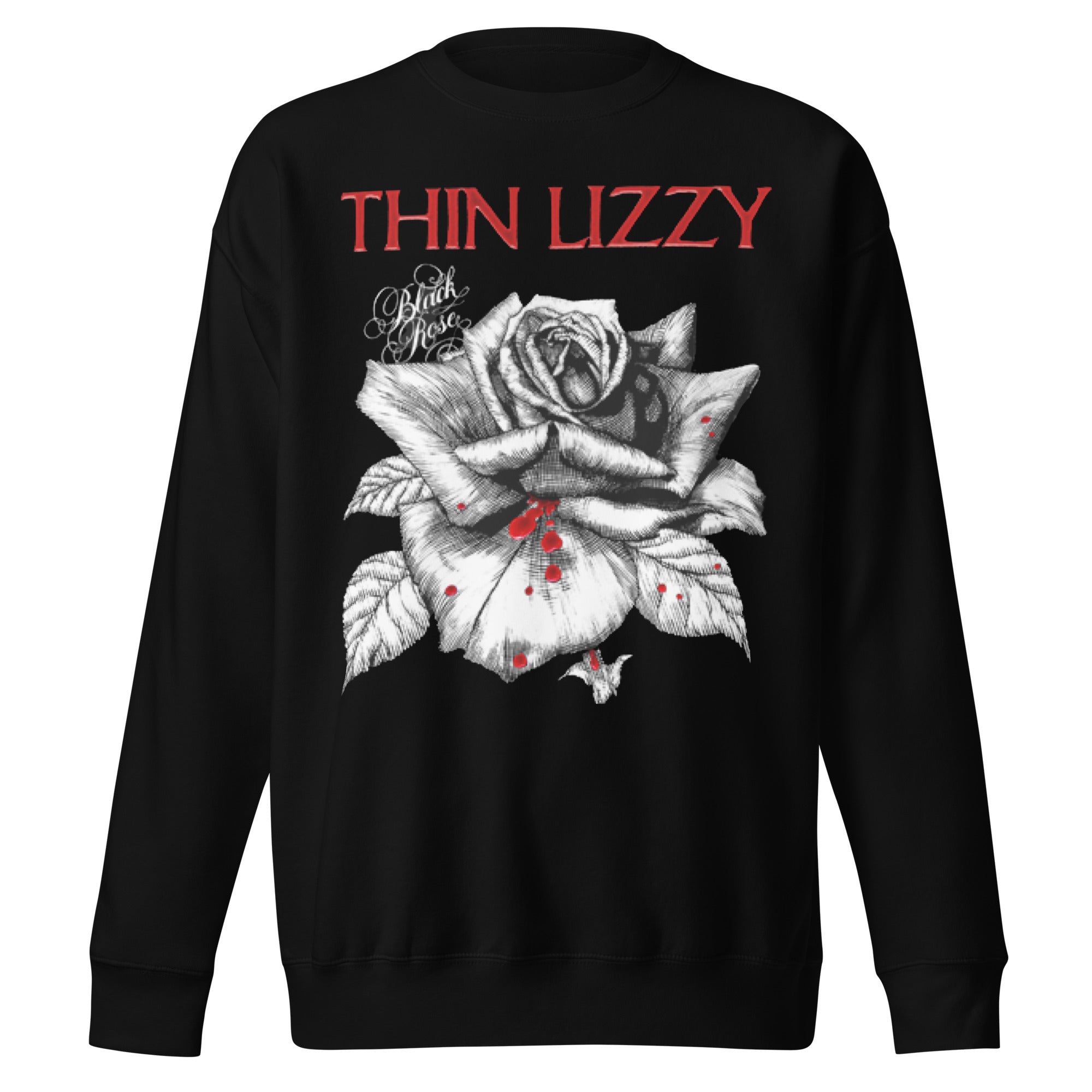 Thin Lizzy Black Rose Jumbo Print Sweatshirt T-Shirts, Hoodie | CiraTrend.com (Image 1)