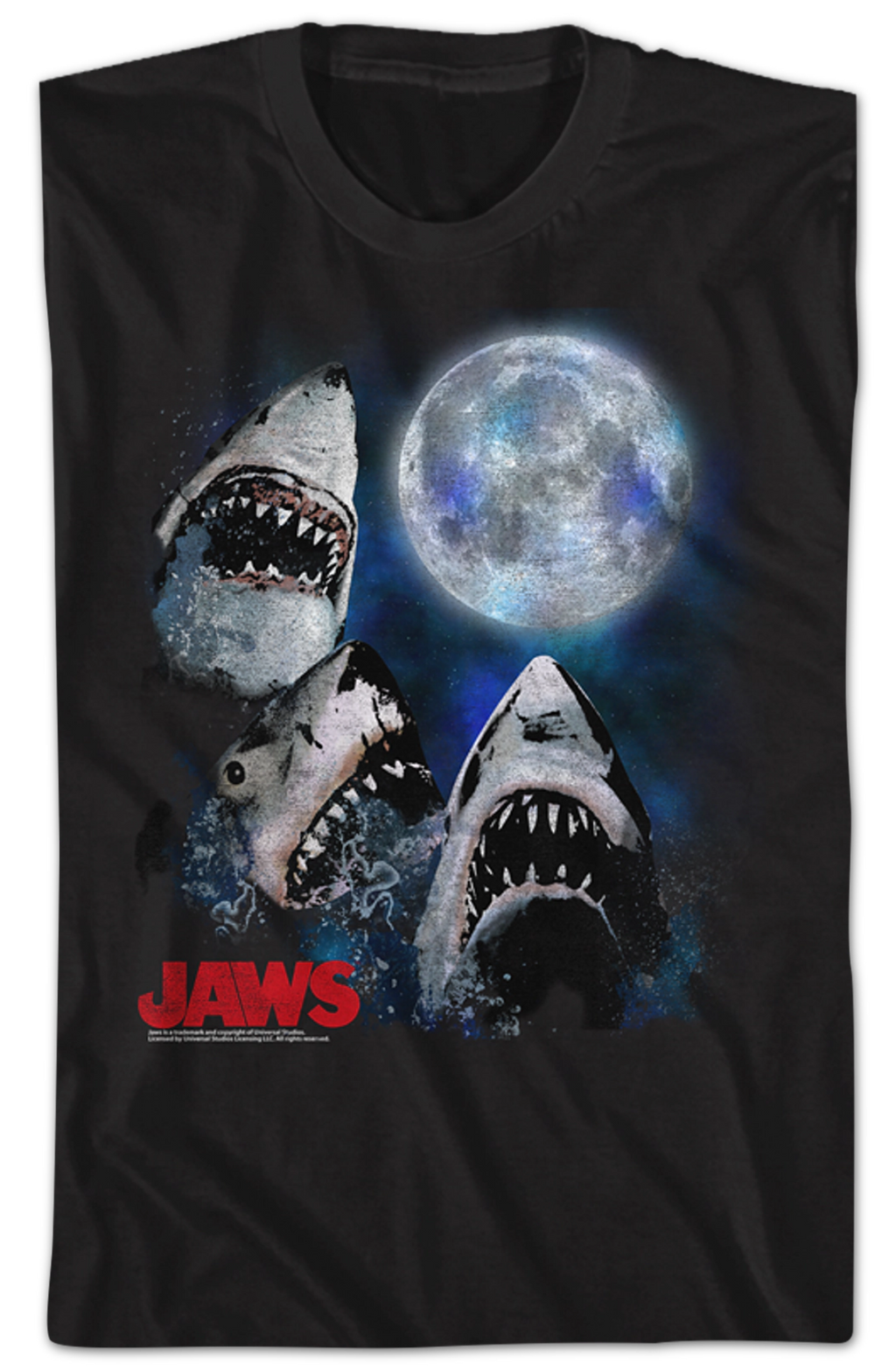 Three Shark Moon Jaws T-Shirt Hoodie, Sweatshirt | CiraTrend.com (Image 2)