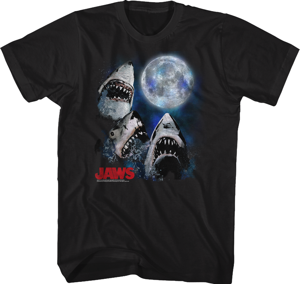 Three Shark Moon Jaws T-Shirt Hoodie, Sweatshirt | CiraTrend.com (Image 1)