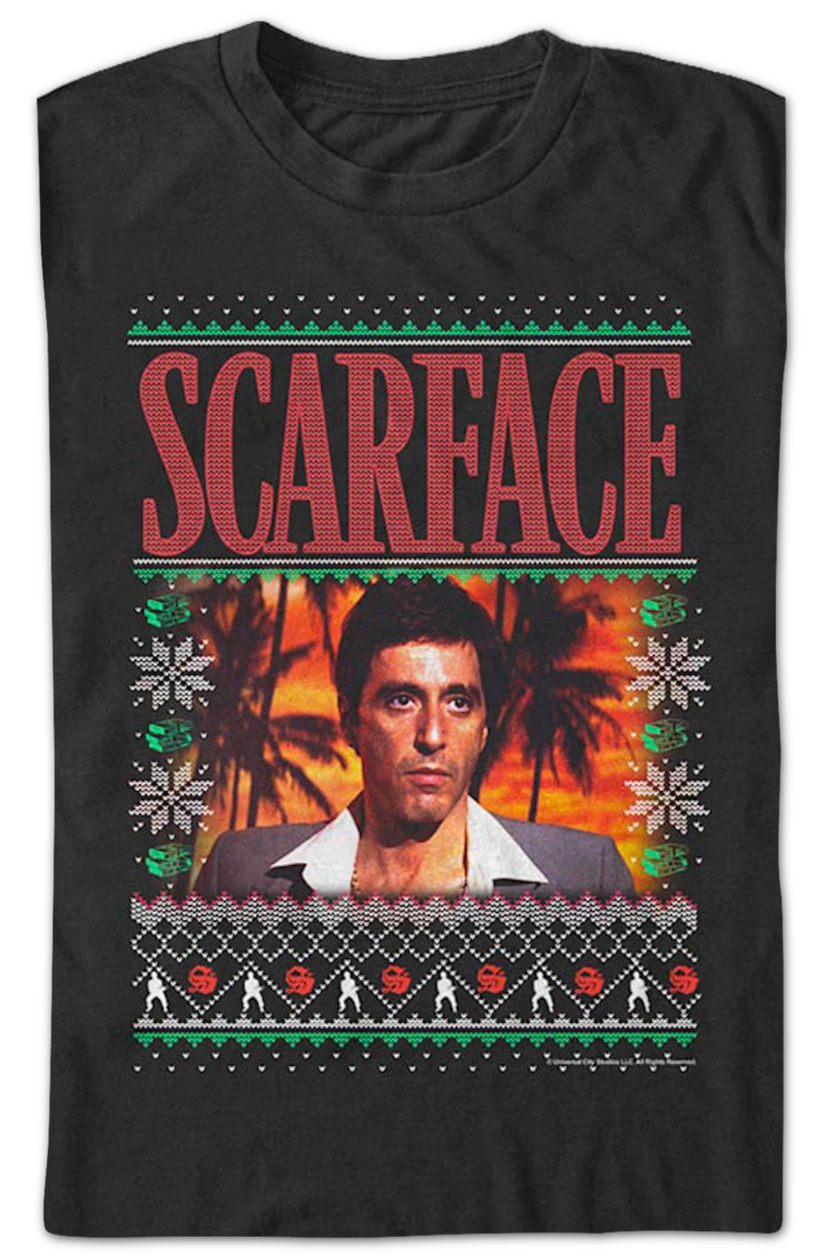 Tony Montana Faux Ugly Christmas Sweater Scarface T-Shirt Hoodie, Sweatshirt | CiraTrend.com (Image 2)