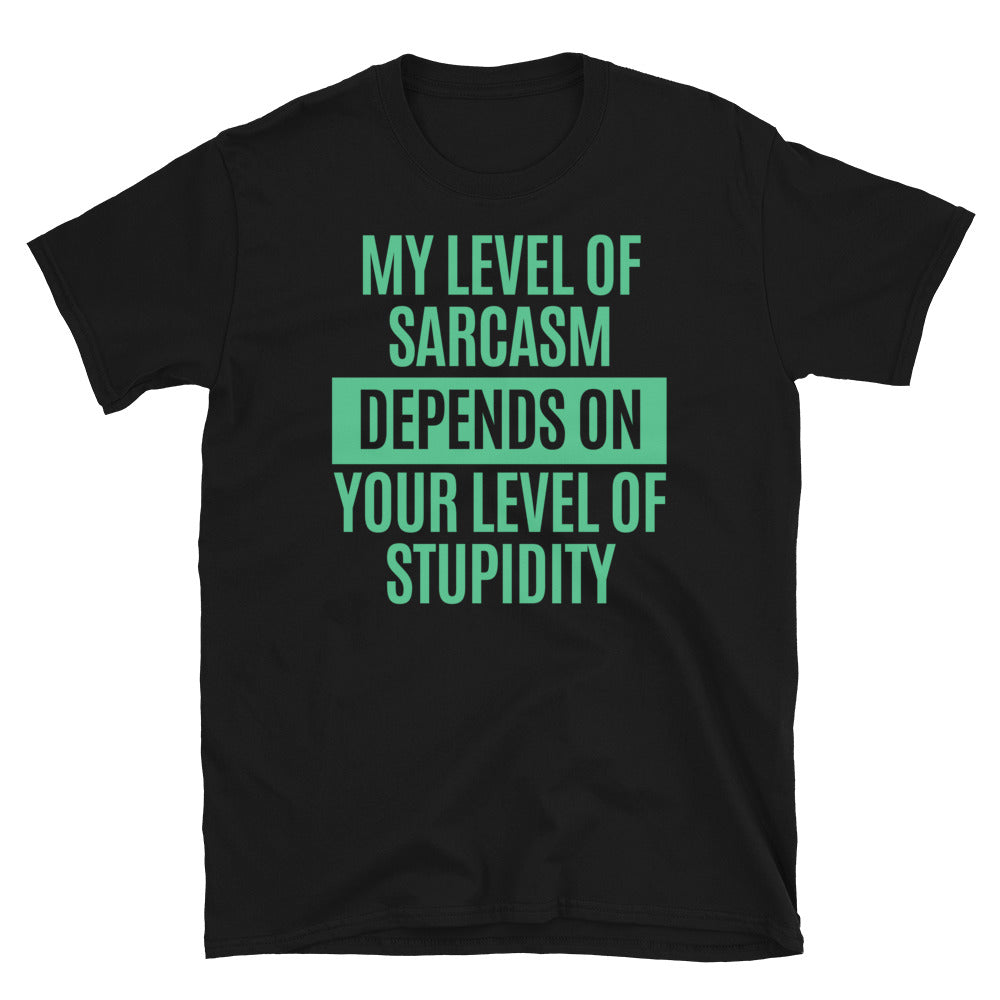 My Level Of Sarcasm Depends On Your Level Of Stupidity T-Shirt Hoodie, Sweatshirt | CiraTrend.com (Image 1)