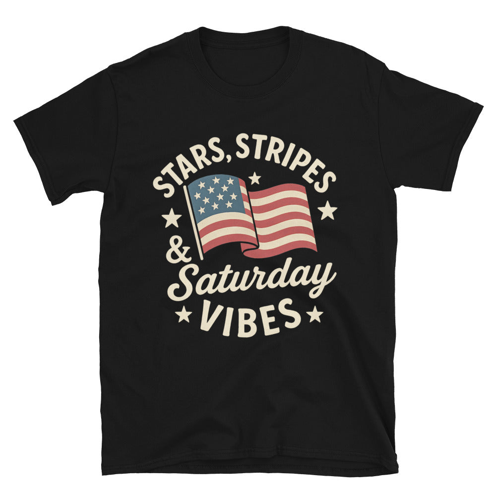 Stars, Stripes & Saturday Vibes T-Shirt Hoodie, Sweatshirt | CiraTrend.com (Image 1)