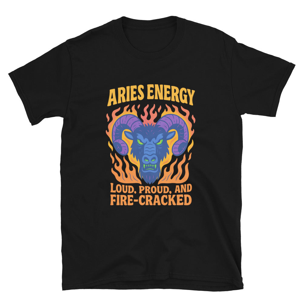 Aries Energy: Loud, Proud, and Fire-Cracked T-Shirt Hoodie, Sweatshirt | CiraTrend.com (Image 1)