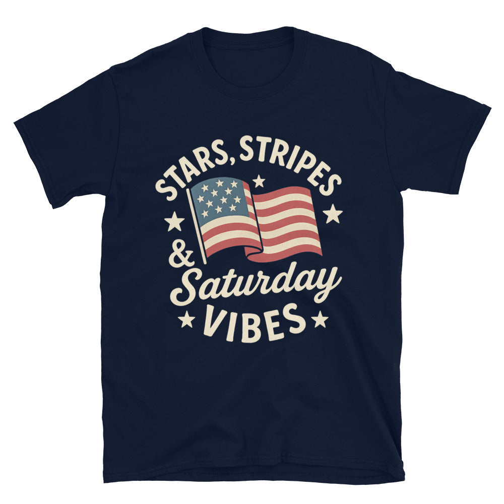 Stars, Stripes & Saturday Vibes T-Shirt Hoodie, Sweatshirt | CiraTrend.com (Image 3)