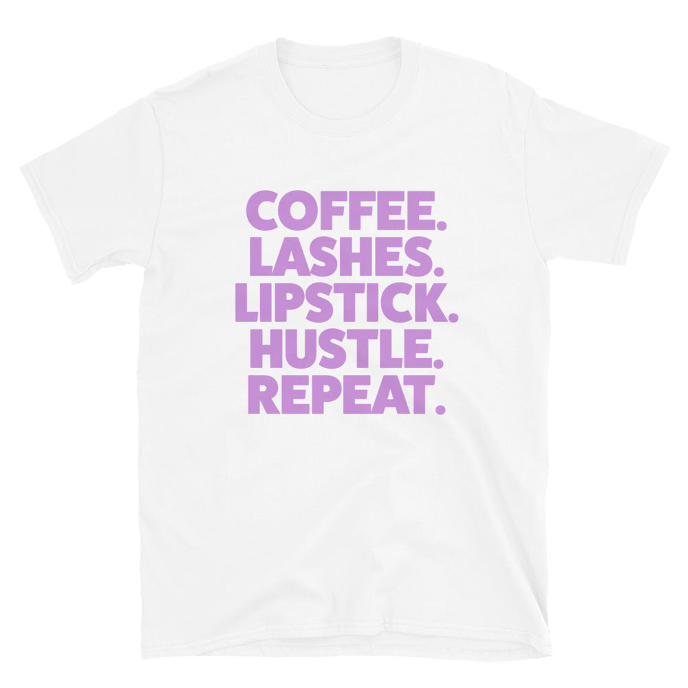 Coffee Lashes Lipstick Hustle Repeat T-Shirt Hoodie, Sweatshirt | CiraTrend.com (Image 3)