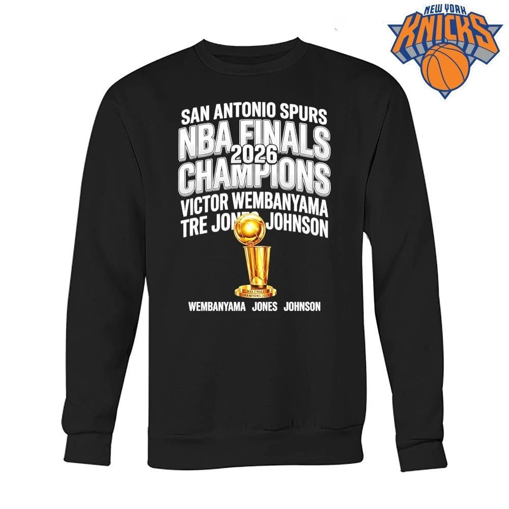 San Antonio Spurs NBA Finals 2026 Champions Victor Wembanyama Trophy Graphic Shirt