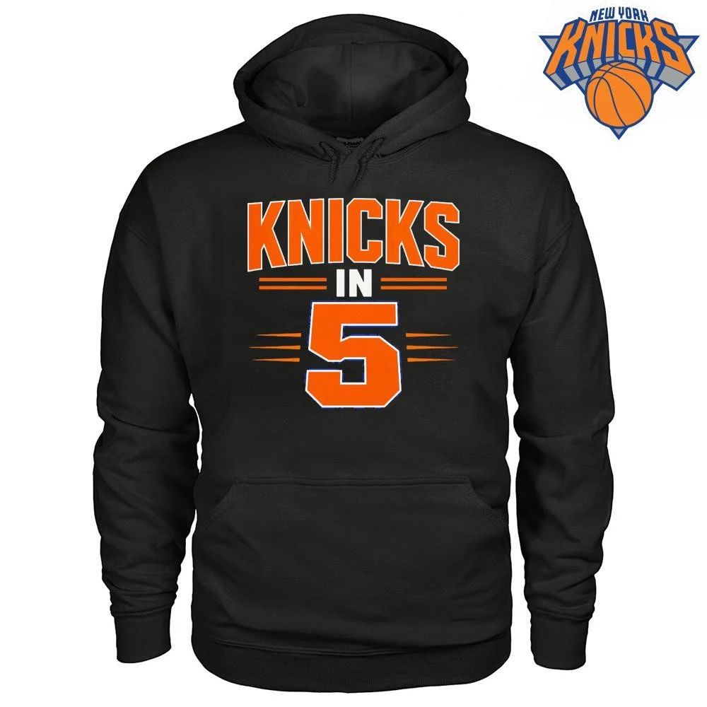 New York Knicks In 5 Orange Typography Basketball Fans Retro Graphic NBA Finals 2026 Shirt