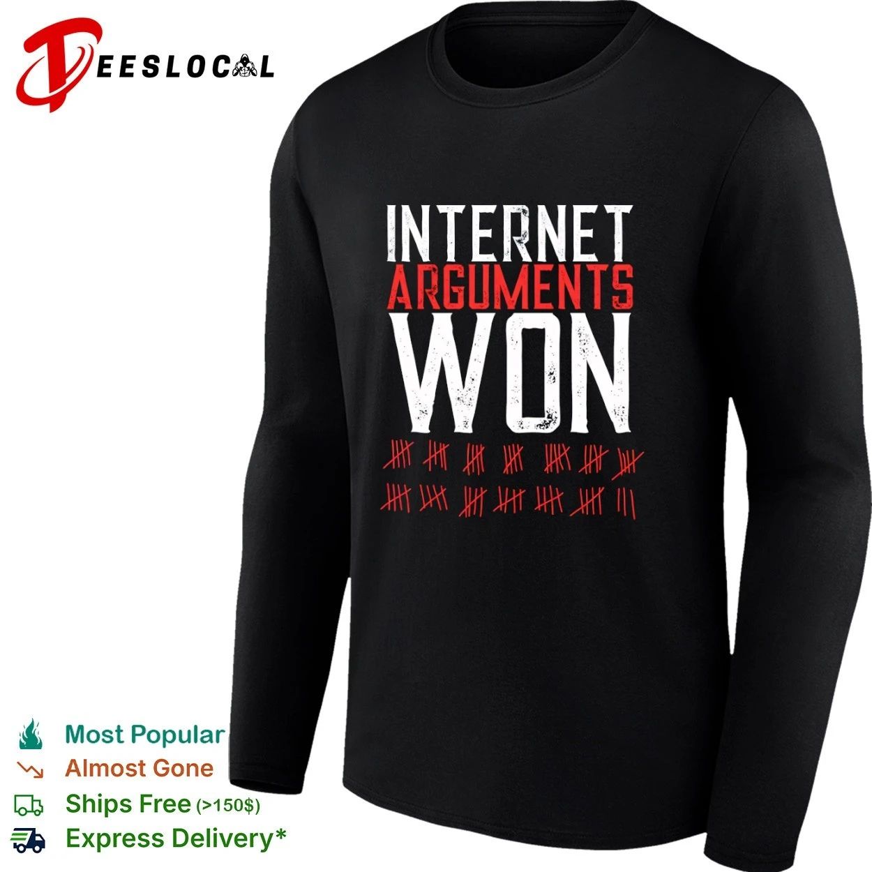 Internet Arguments Won Tally Marks online debate T-shirt