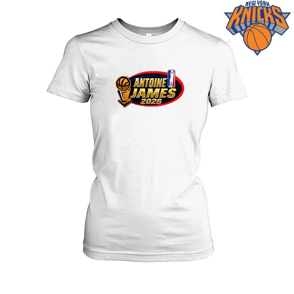 New York Knicks Champions NBA 2026 Antoine James MVP Larry O Brien Trophy Shirt