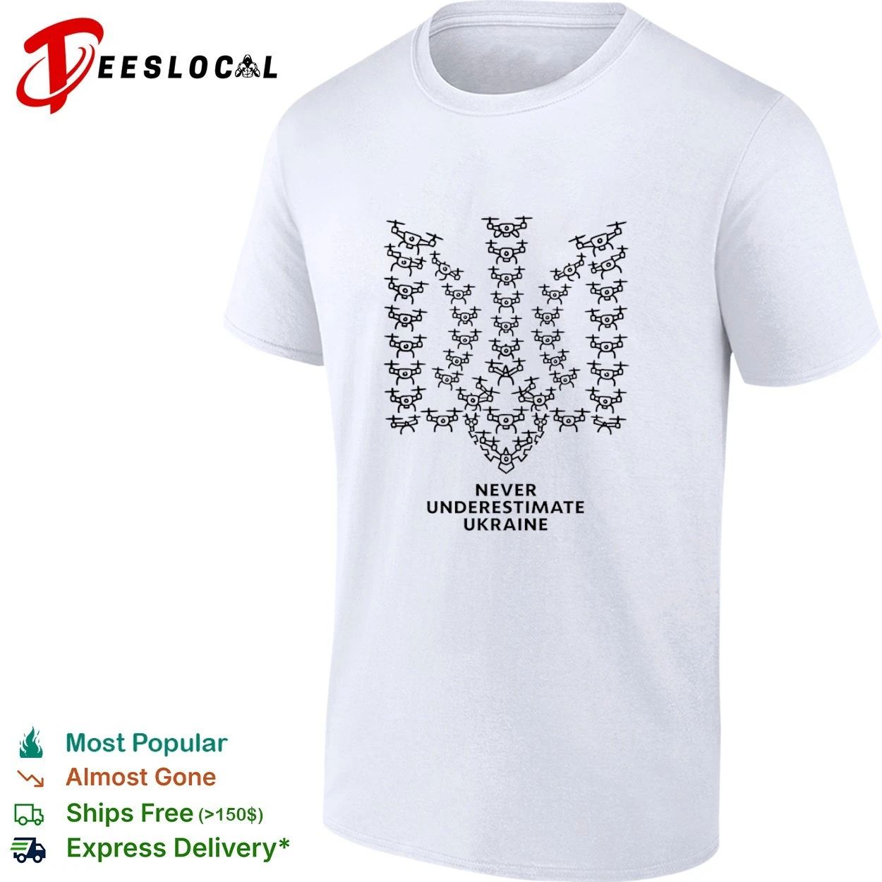 Never Underestimate Ukraine Drone Trident T-shirt