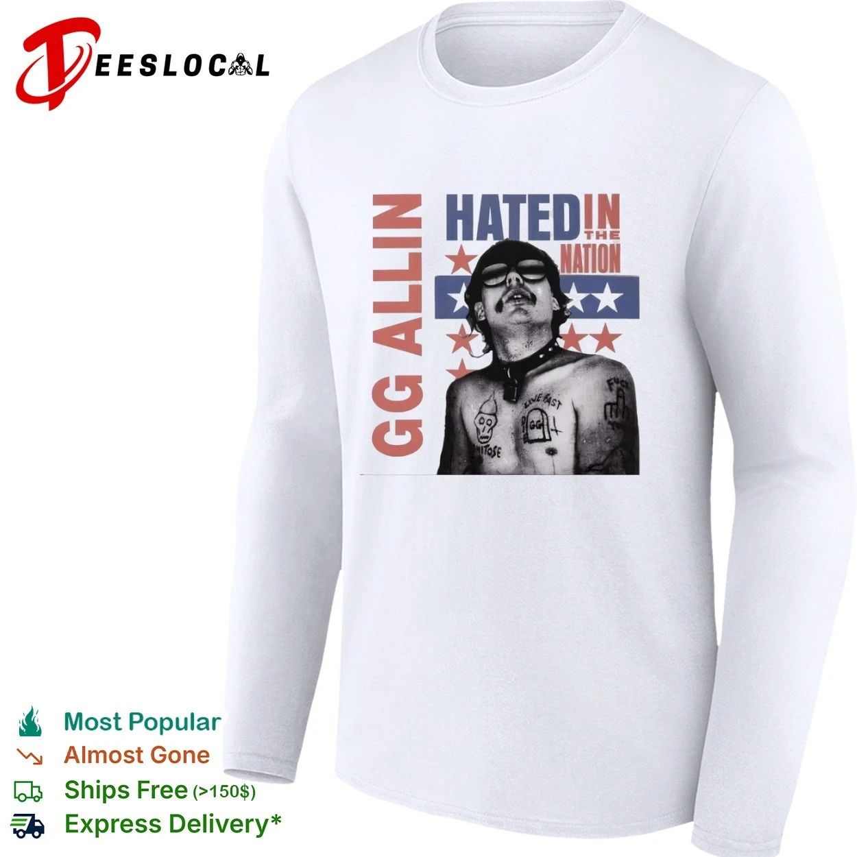 GG Allin Hated in the Nation punk rock T-shirt