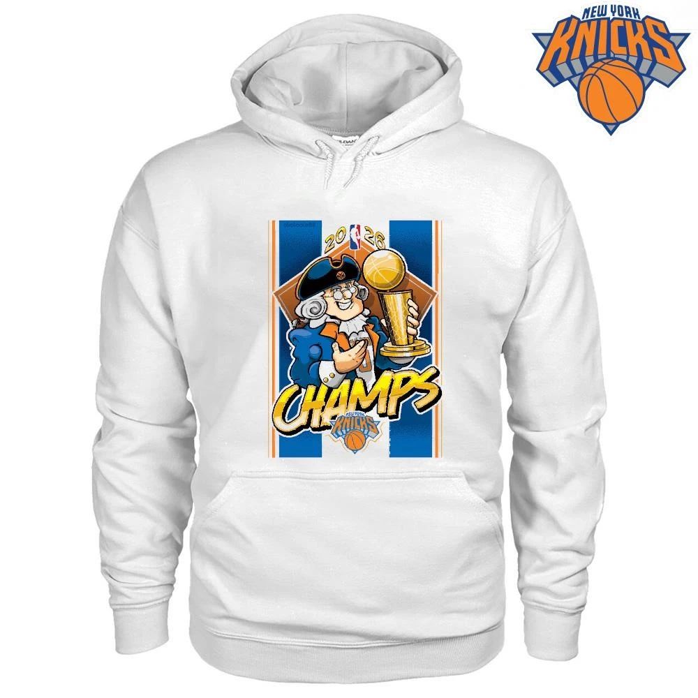 New York Knicks Champions NBA 2026 Father Knickerbocker Mascot Trophy Cartoon Shirt