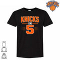 New York Knicks In 5 Orange Typography Basketball Fans Retro Graphic NBA Finals 2026 Shirt