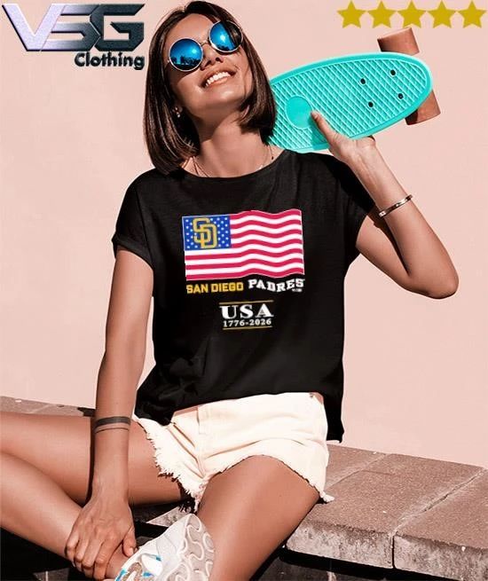 San Diego Padres USA 1776-2026 Patriotic Flag T-Shirt