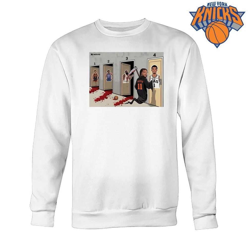 Jalen Brunson Grim Reaper Knocking On Doors Victor Wembanyama Trae Young Joel Embiid James Harden NBA Finals 2026 Meme Shirt